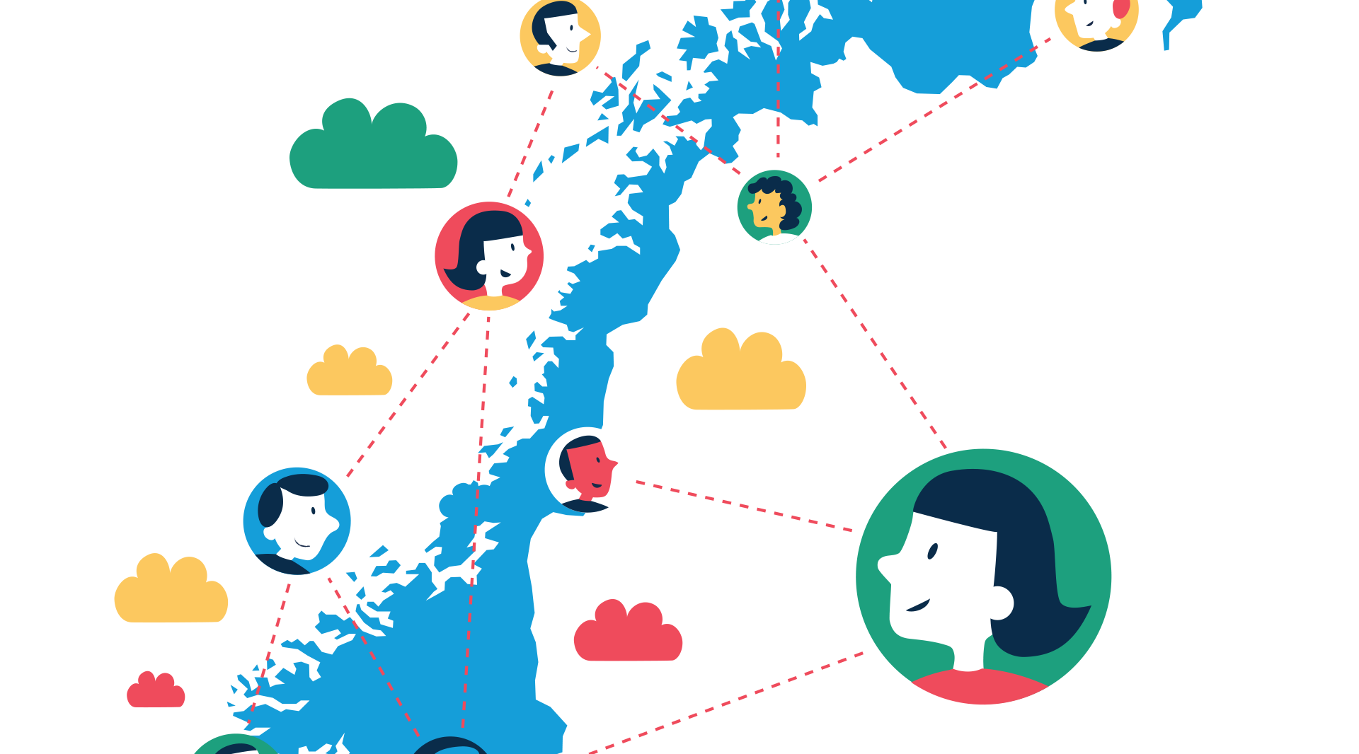 Illustrasjon av person som samarbeider om digitalisering