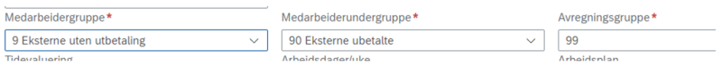 Skjermbilde av medarbeidergruppe og avregningsgruppe i DFØ HR