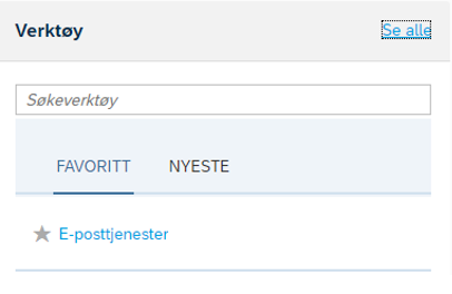 Skjermbilde: verktøy du har lagt til som favoritter i DFØ HR