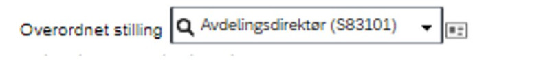 Skjermbilde som viser overordnet stilling: avdelingsdirektør