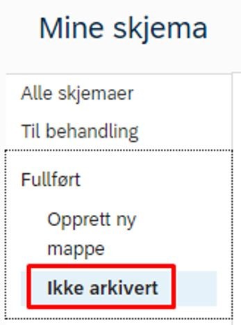 Skjermbilde av mine skjema