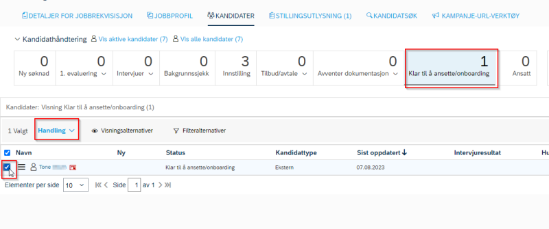 Bilde som viser hvor rekrutteringsrådgiver klikker for å starte introduksjonsprogram.