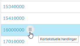 Symbolet til høyre for kode/navn er tre liggende linjer under hverandre (hamburgermeny)