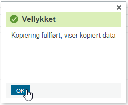 Du får opp en dialogboks som sier: Kopiering fullført, viser kopiert data.