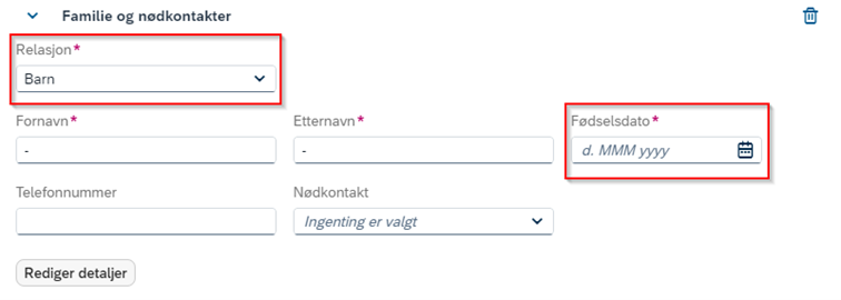 Skjermbilde av registrering.