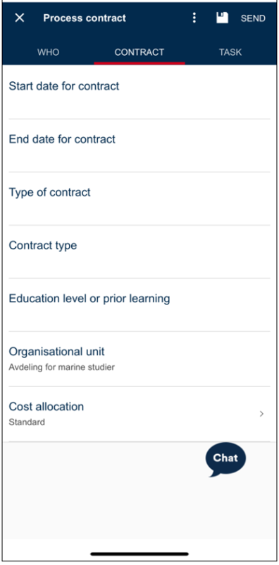 Screenshot of the "Contract" tab when ordering a contract