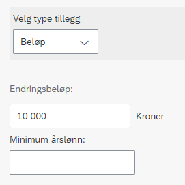 Bildet viser hvordan alle valgte ansatte får likt endringsbeløp ved registrering.