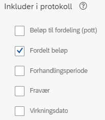 Bildet viser at Fordelt beløp er avhaket.
