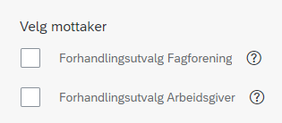 Bildet viser at forhandlingsutvalg fagforening kan velge mottaker.