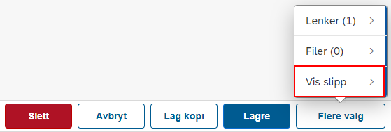 Bildet viser menyen Vis slipp under Flere valg.