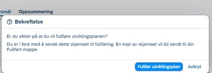 Bekrefte fullføring av utviklingsplan