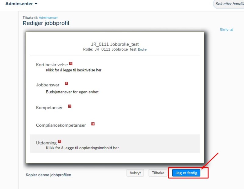 Ferdigstille jobbprofil