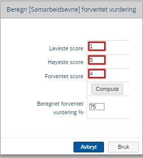 Legge til forventet nivå for tilordnet kompetanse