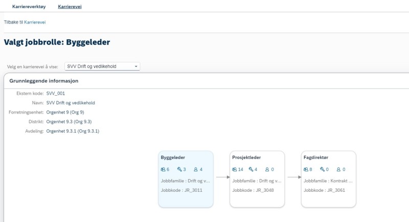 Karrierevei for valgt jobbrolle