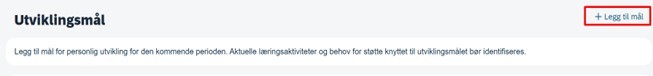 Legge til utviklingsmål i utviklingsplanen