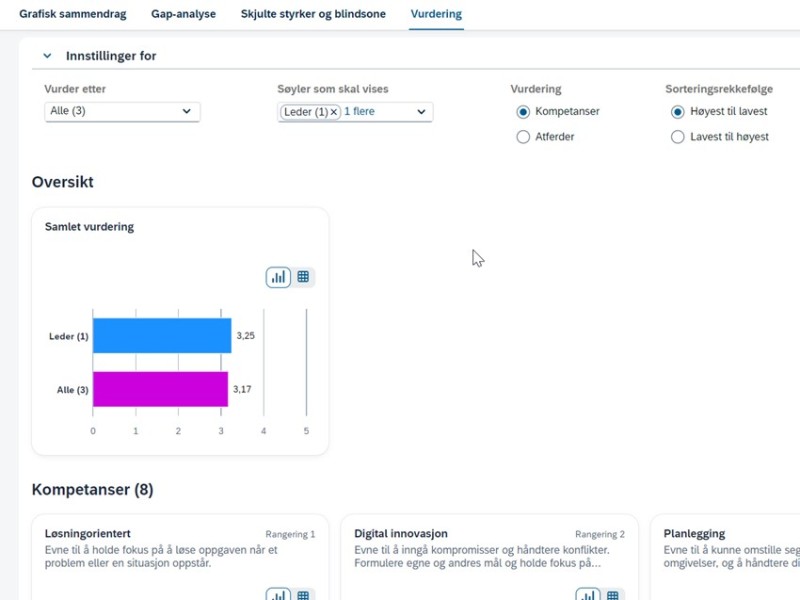 Vurdering detaljert 360 rapport