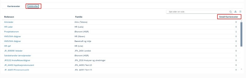 oversikt jobbroller og karriereveier