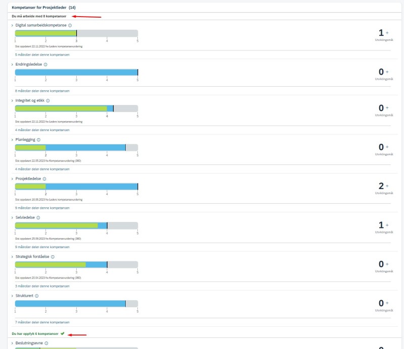 oversikt kompetanser prosjektleder karriereverktøy