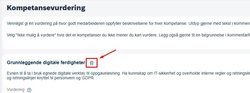 Slette kompetanser leders kompetansevurdering