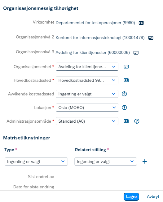 Felter på stilling