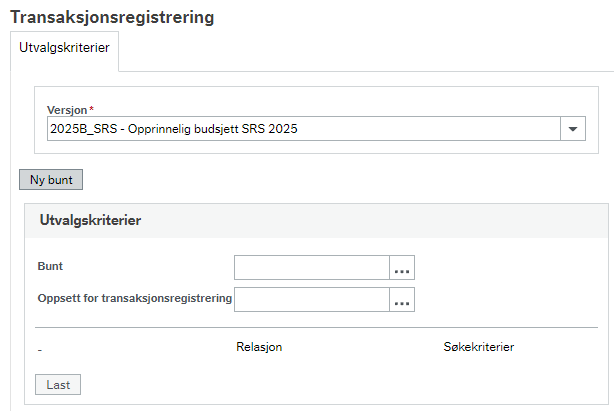 Skjermbilde av transaksjonsregistrering