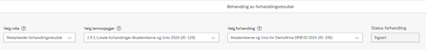 Bildet er et utklipp av flisen Behandle forhandlingsresultat.