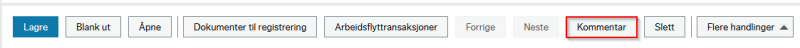 Kommentar er handlingsalternativ nummer åtte, avmerket med rød boks i bildet