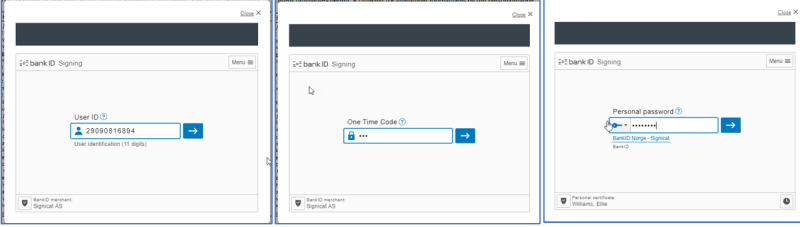 Bilde som viser hvordan signering med BankID kan se ut. 