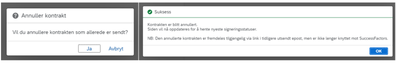 Bilde av bekreftelse på annullert kontrakt.  