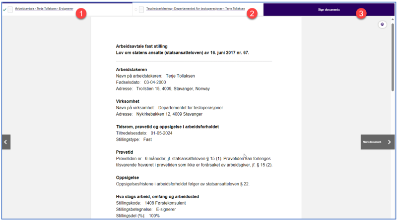 Bilde som viser avtalen som ligger hos kandidat.