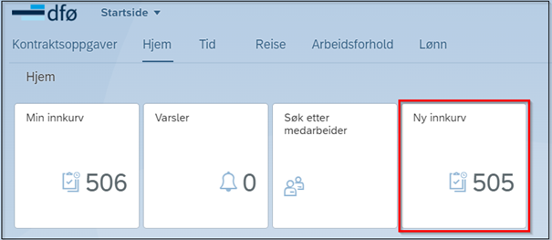 Bilde som viser flisen «Ny innkurv» i Selvbetjeningsportalen.