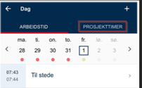 Bilde som viser prosjekttimer i appen