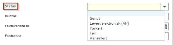 Skjermbilde av Fakturaoversikt Statuser