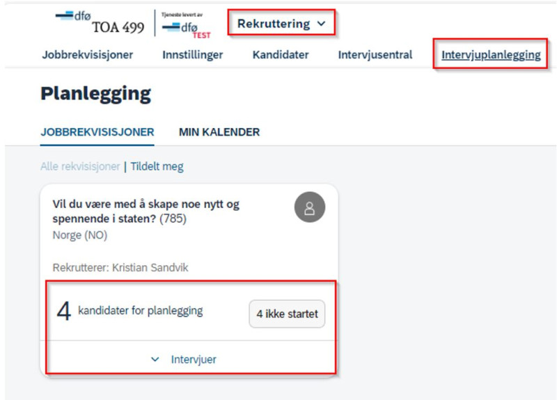 Bildet viser intervjuplanlegging. 