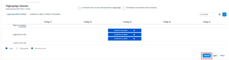 Bilde som viser tilgjengelig tidsluker