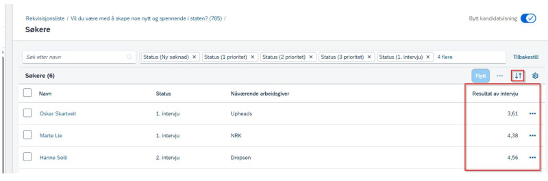 Bildet som viser hvor intervjuresultatet legges. 