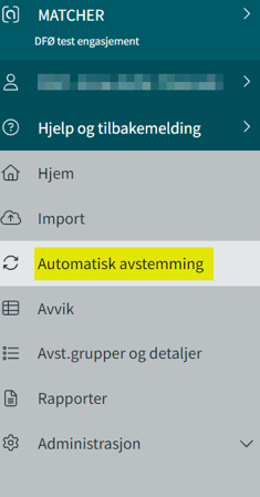 Menypunkter Automatisk avstemming