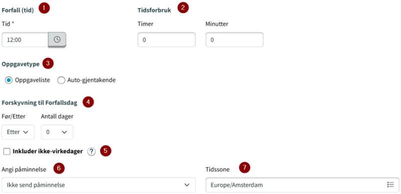 Skjermbilde av oppgavema