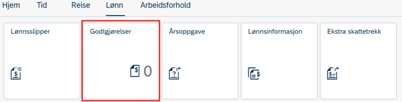 Bildet viser fanen lønn i selvbetjeningsportalen