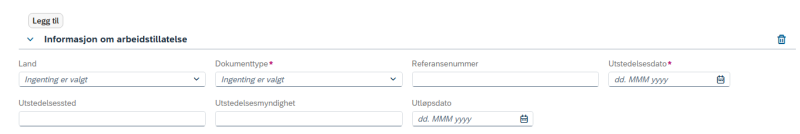 Informasjon om arbeidstillatelse