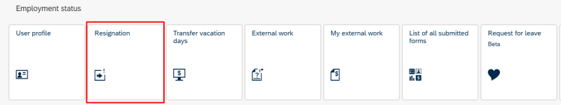 image showing the tile resignation in the self service portal