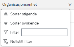Bildet viser søk og sortering