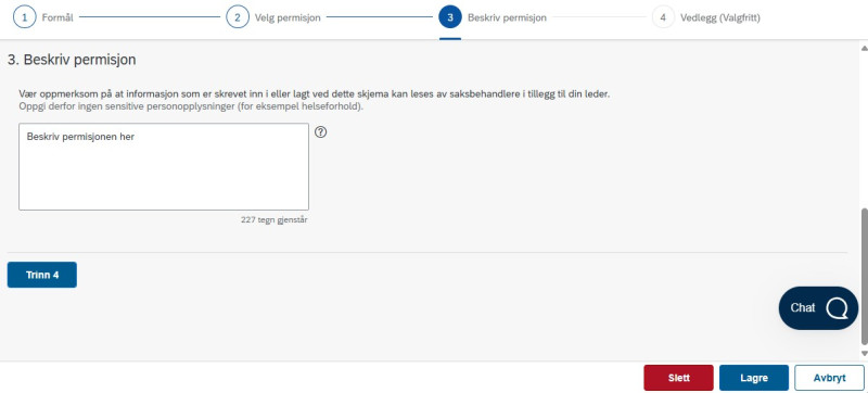 Bildet viser beskriv permisjon