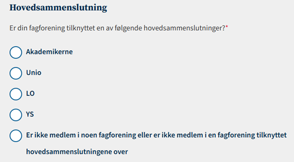 Bildet viser valg av hovedsammenslutning