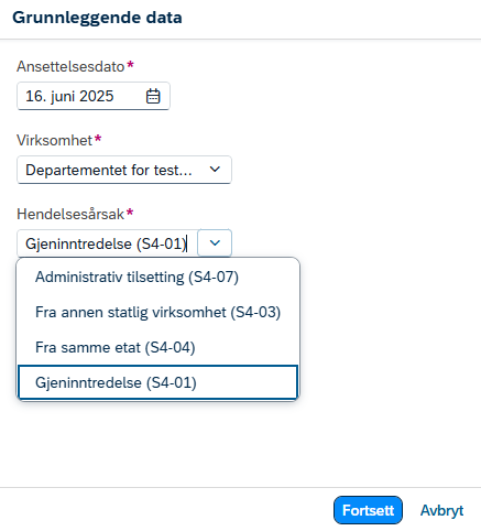 Gjeninntredelse ekstern uten utbetaling
