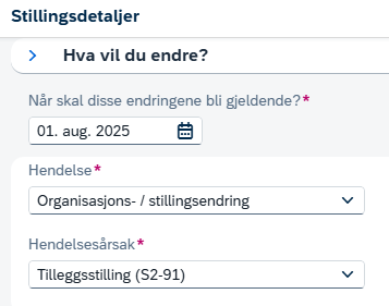 Hendelsesårsak tilleggsstilling