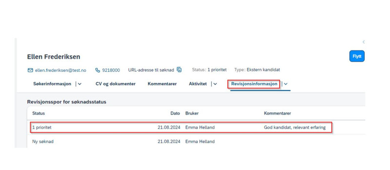 Bilde som viser revisisjonsspor