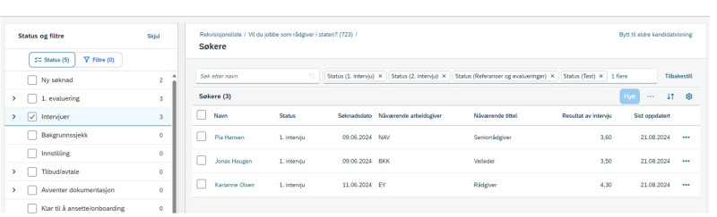 Bildet viser statusfeltet - intervju.