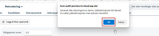 Bildet viser melding som kommer når du kansellerer.