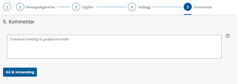 Bildet viser kommentarfeltet i Trinn 5 - Kommentar.